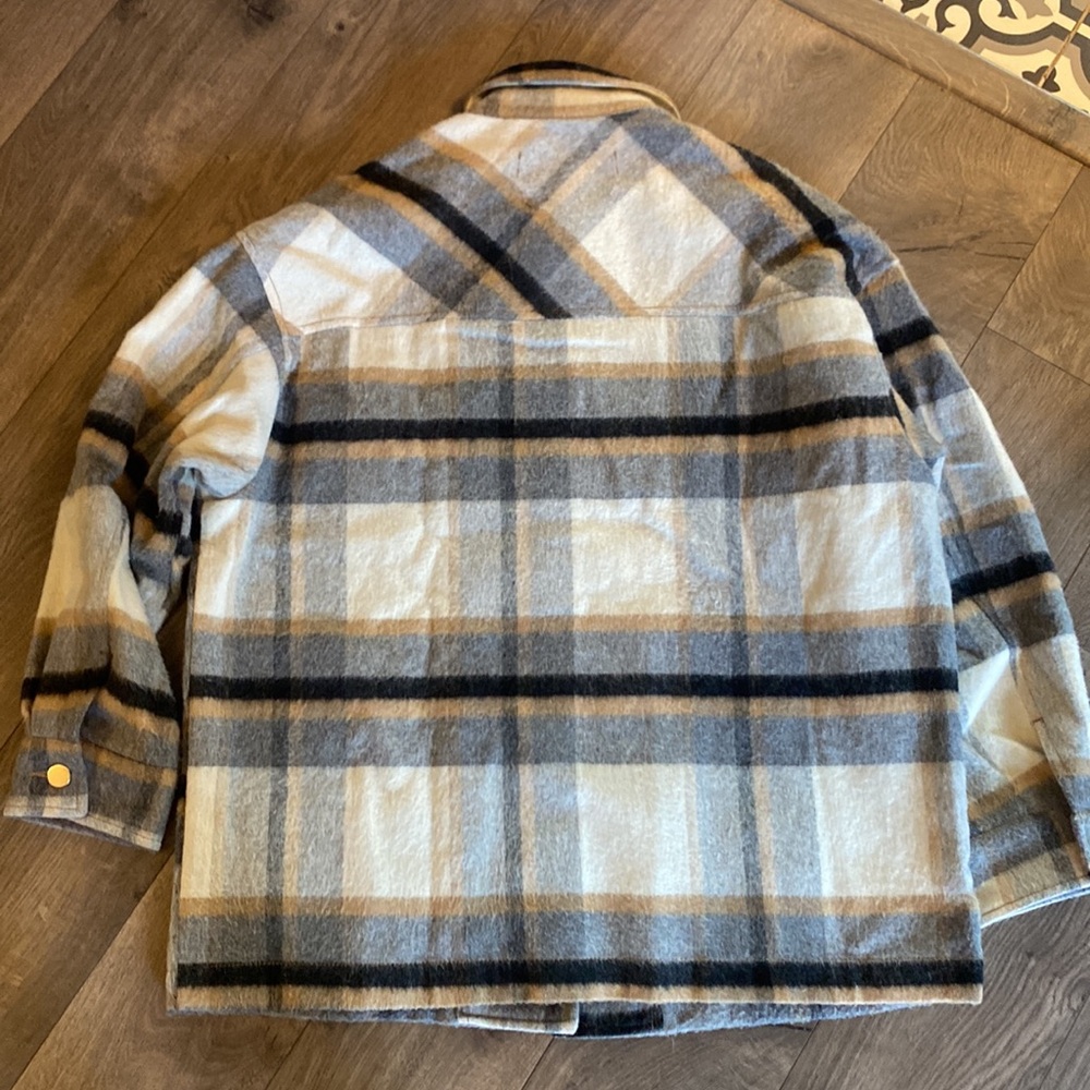 Zara Wool Blend Plaid Shacket Oversized Shirt Jacket Blogger Favorite Medium - Picture 9 of 10